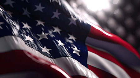 United States of America flag waving in the wind. 3D renderingの素材
