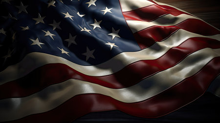 American Flag Waving on a Wooden Background - 3d Renderingの素材