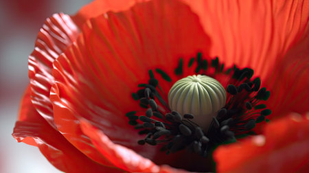 poppy flower close up macro shot with shallow depth of field.の素材