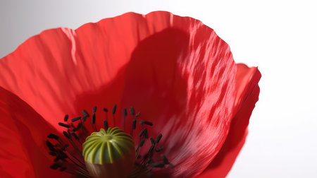 poppy on a white background, close-up, shallow depth of fieldの素材