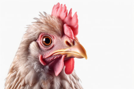Portrait of a rooster on a white background close-upの素材