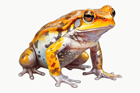 3D rendering of a yellow toad isolated on white background.の素材