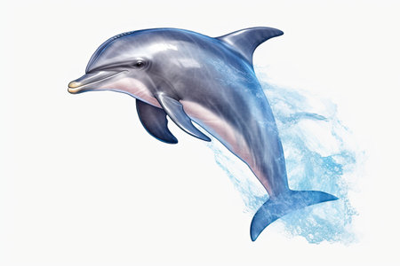 dolphin jumping out of the water, isolated on a white backgroundの素材