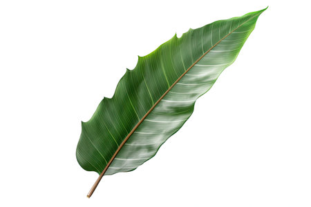 Banana leaf isolated on white background. Realistic vector illustration.の素材