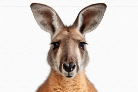 Portrait of a kangaroo on a white background with copy spaceの素材