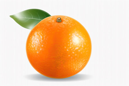 Orange fruit with green leaves on a white background. Vector illustration.の素材
