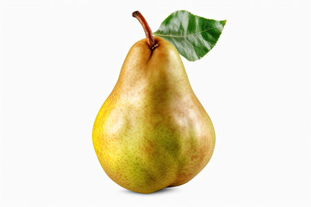pear with leaf isolated on white background. 3d illustration.の素材