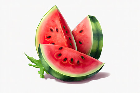 Watermelon isolated on a white background. 3d render illustration.の素材