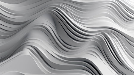 3d rendering of abstract background with smooth wavy lines in gray colorsの素材