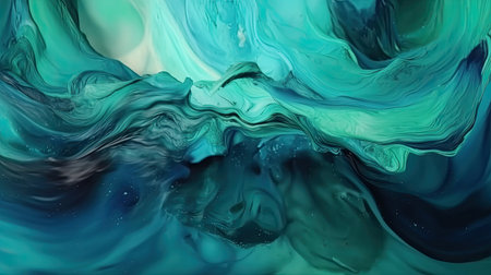 Abstract background of turquoise and blue paint. Liquid marble pattern.の素材