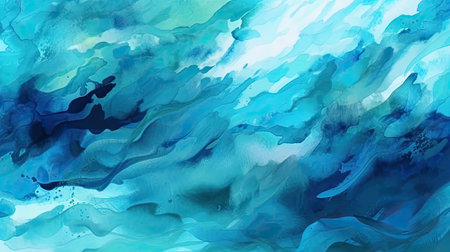 Abstract blue watercolor background. Hand painted illustration. Modern art.の素材