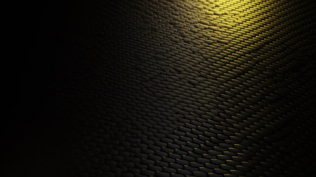 Black and yellow carbon fiber texture background. 3d render illustration.の素材
