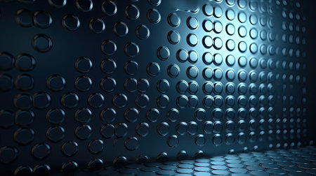 Dark blue futuristic background with hexagons. 3d rendering toned imageの素材