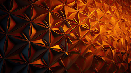 3d rendering of abstract geometric shapes in orange and black colors backgroundの素材