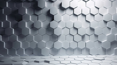 Abstract 3d rendering of hexagon background. Futuristic technology style. Elegant background for business presentations.の素材