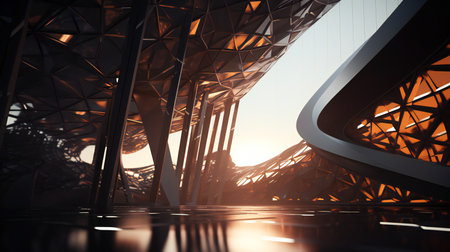 3D rendering of futuristic architecture background. Sci-fi design.の素材