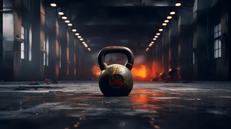 3d rendering of a kettlebell in the gym. Mixed mediaの素材