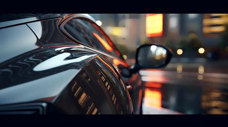 Car on the road at night in the city. 3d renderingの素材