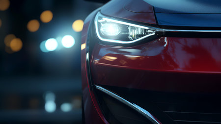 Close-up of the headlight of a modern car. 3d renderingの素材