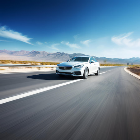 car on the road with motion blur effect. 3d rendering.の素材