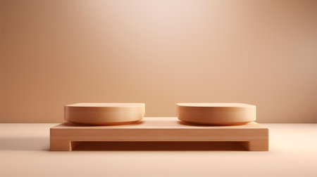 3d rendering of minimal geometric forms. Brown podium for product presentation. Abstract background.の素材