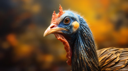 Portrait of a turkey on a blurred background. Close-up.の素材