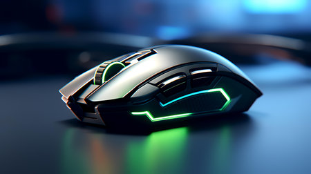 Computer mouse on a dark background close-up. 3d renderingの素材