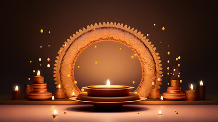 Vector illustration of Happy Diwali festival background with burning candles.の素材