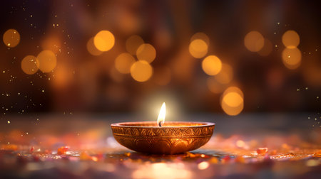 Beautiful diwali diya with bokeh background.の素材