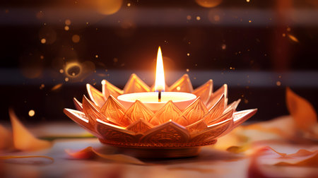 Beautiful diwali diya with bokeh background.の素材
