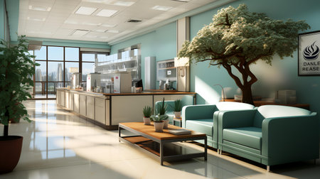 Interior of a modern coffee shop. 3d rendering mock upの素材