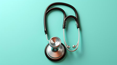 Stethoscope on a blue background. 3d render illustration.の素材