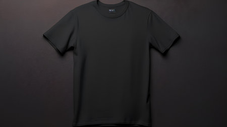 Blank black t-shirt mockup on black background, front viewの素材