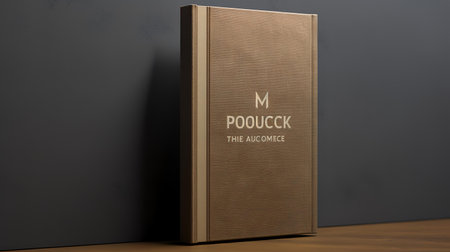 Mockup of a book on a wooden table. 3D renderingの素材