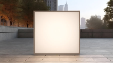Blank white poster on the street. 3d render illustration.の素材