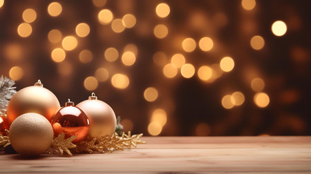 Christmas decoration on bokeh background. Merry Christmas and Happy New Yearの素材