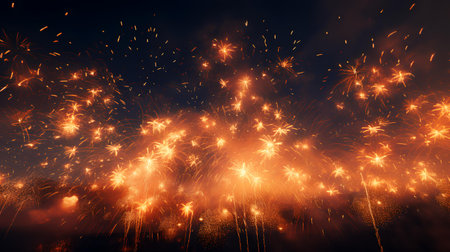 Beautiful colorful firework display for celebration happy new year and merry christmasの素材