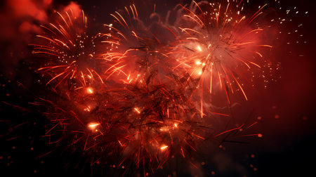 Colorful fireworks on black sky background for celebration new year and merry christmasの素材