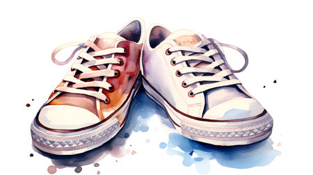 Sneakers on a white background, watercolor illustration, vectorの素材