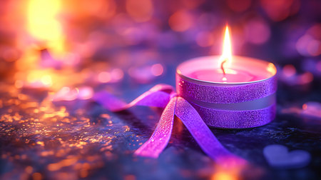 Candle light on bokeh background, valentine's dayの素材