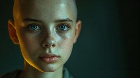 Close-up portrait of a girl with freckles on her faceの素材