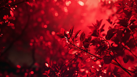 Red leaves on a tree in the sunlight. Shallow depth of field.の素材