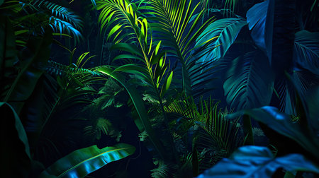 Tropical leaves background. Summer concept. 3D Renderingの素材