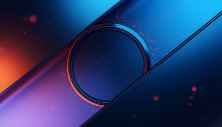 Abstract blue and purple background with circle. 3d rendering, 3d illustration.の素材