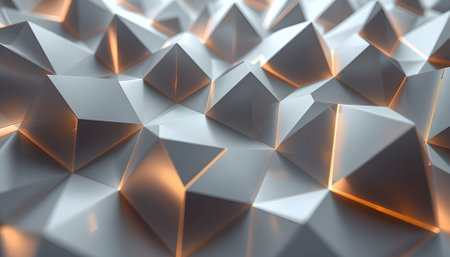 Abstract 3d rendering of chaotic geometric shapes. Modern background with glowing lights.の素材