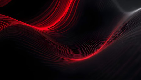 Abstract red lines on a black background. 3d rendering, 3d illustration.の素材