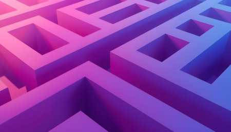 Labyrinth. 3d illustration. Abstract background. Maze concept.の素材