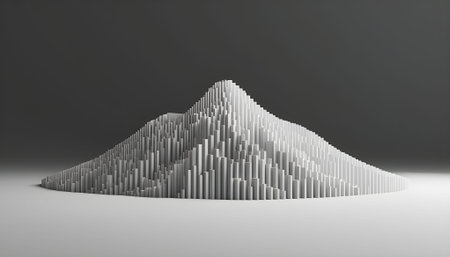 3d rendering of a mountain in the middle of a gray backgroundの素材
