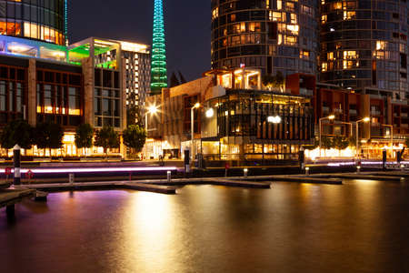 Elizabeth Quay Western Australia night-life tourist destination. The famous picturesque Swan River has iconic ferry from the Quay to South Perthのeditorial素材
