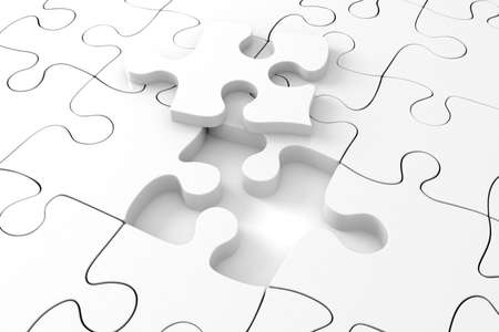 3D white puzzleの写真素材